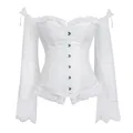 Corsetto Top con maniche Lace Up Bustier Plus Size Korsett per le donne Jacquard Floral Gothic Gorset costumi Sexy rinascimentale