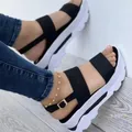 Sandali da esterno comodi da donna pantofole Casual taglie forti rotonde su scarpe con zeppa taglie