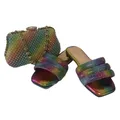 I più nuovi sandali popolari colorati scarpe e borsa borsa Nigeria strass borse con scarpe Set per
