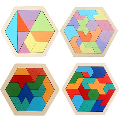 Montessori Giocattoli di Legno Puzzle 3D Tangram Matematica Giocattoli Bambino Afferrare la Mano