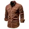 2021 Nuovo monopetto 100% cotone camicia da uomo business casual moda tinta unita velluto a coste camicie da uomo autunno camicia sottile da uomo