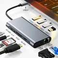 Hub USB C 11 in 1 adattatore compatibile da tipo C a 4K HDMI con lettore di schede RJ45 SD/TF