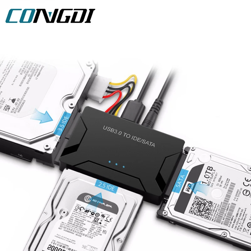 Cavo convertitore adattatore disco rigido USB 3.0 a SATA IDE per HDD/SSD da 3,5 2,5 pollici CD DVD ROM CD-RW Adattatore IDE SATA 3 in 1
