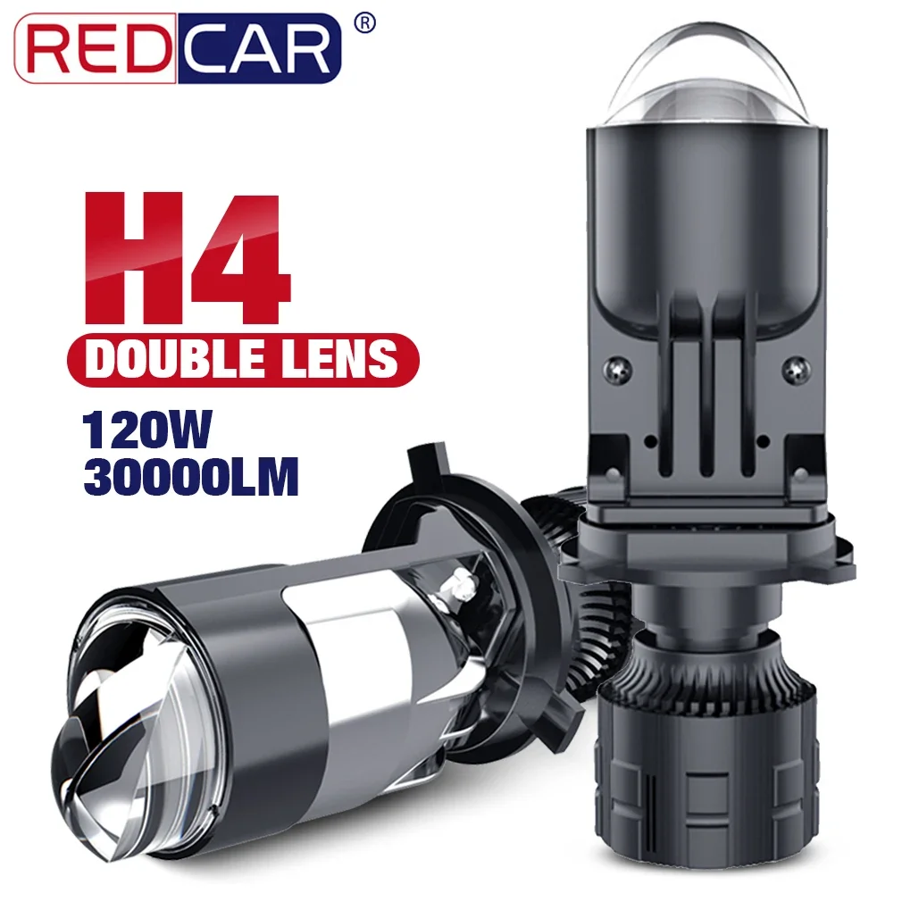 120W 30000LM Auto Lampada Mini Lente LED H4 9003 HIB2 Lampadine Faro Auto Moto Doppio Proiettore Len LED Automotive Moto 12V 24V