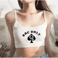 BBC ONLY picche Crop Top per le donne lettere Sexy Streetwear ragazze vestiti Casual elastico Camis