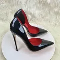 Scarpe con tacco alto con aria laterale suola rossa scarpe da donna nere tacchi sottili Sexy