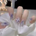 24Pcs Ballerina punte per unghie quadrate lunghe unghie finte indossabili unghie finte farfalla