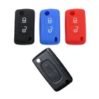 2 pulsanti Custodia in silicone per chiave auto Flip Portachiavi per auto a distanza Shell Fob per Citroen C2 C3 C4 C8 PEUGEOT 308 207 307 3008 5008