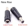 1PC DC Adattatore di Alimentazione Connettore Spina DC Testa di Conversione Jack Femmina 4.8x1.7mm Turn Plug Maschio 5.5x2.1mm Nero 4.8*1.7mm a 5.5*2.5