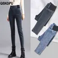 Jeans coreani a vita alta a matita donna Oversize 38 Vintage Stretch Skinny Vaqueros 92-102cm