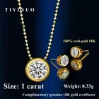 TIYINUO Real 18K Gold AU750 One Carat Diamond Pendant collana con clavicola orecchini a bottone