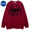 Y2K Spider maglione uomo Punk Goth maglieria Streetwear Harajuku Hip Hop maglioni oversize Pullover