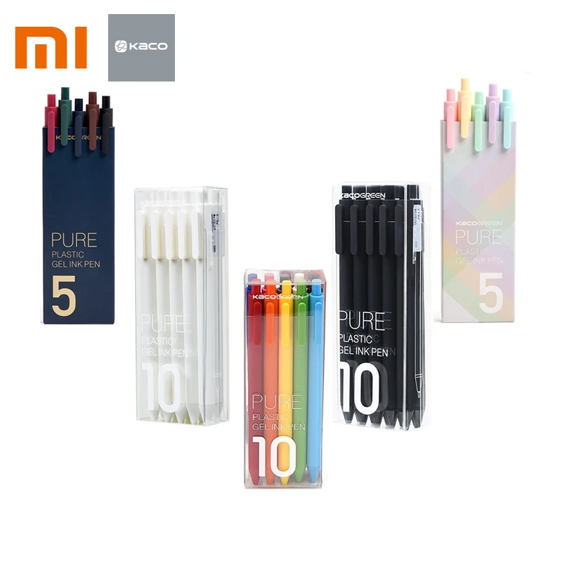 Penna originale Xiaomi Mijia Kaco Penna gel da 0,5 mm Penna per firma KACO Core Penna per firma durevole Ricarica inchiostro nero + Ricariche Kaco