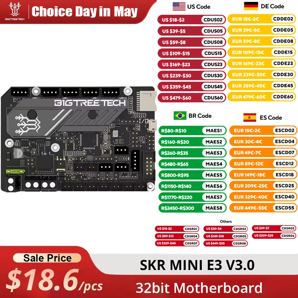 Scheda madre BIGTREETECH BTT SKR Mini E3 V3.0 con scheda madre stampante 3D TMC2209 UART VS SKR 2 per Ender 3 Ender 5 Pro CR 10
