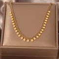 Collana in acciaio inossidabile 316L per donna Collana di perle Collana girocollo con ciondolo rotondo a forma di cuore Collana con catena clavicola Regalo di gioielli