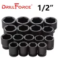 Drillforce 1PC Chiave a percussione corta Presa Driver Testa 1/2 "Adattatore Auto Camion Riparazione pneumatici Strumento pneumatico industriale