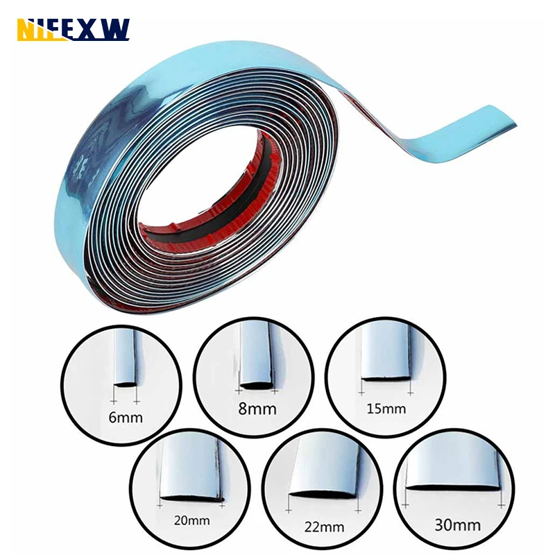 3M/5M Modanatura cromata Trim Adesivi per protezione porta auto Striscia Paraurti Griglia Auto Nastro anti-collisione Adesivo per piastra di protezione bordo porta