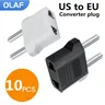 1-10pcs EU Euro KR Plug Adapter US to EU Plug Adapter Travel KR EU Adapter Electric EU KR Plug