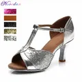 Sala da ballo Tango Scarpe da ballo latino per donna Stivali da ballo salsa latina Paty Samba Kizomba Scarpe da ballo Argento Oro Nero