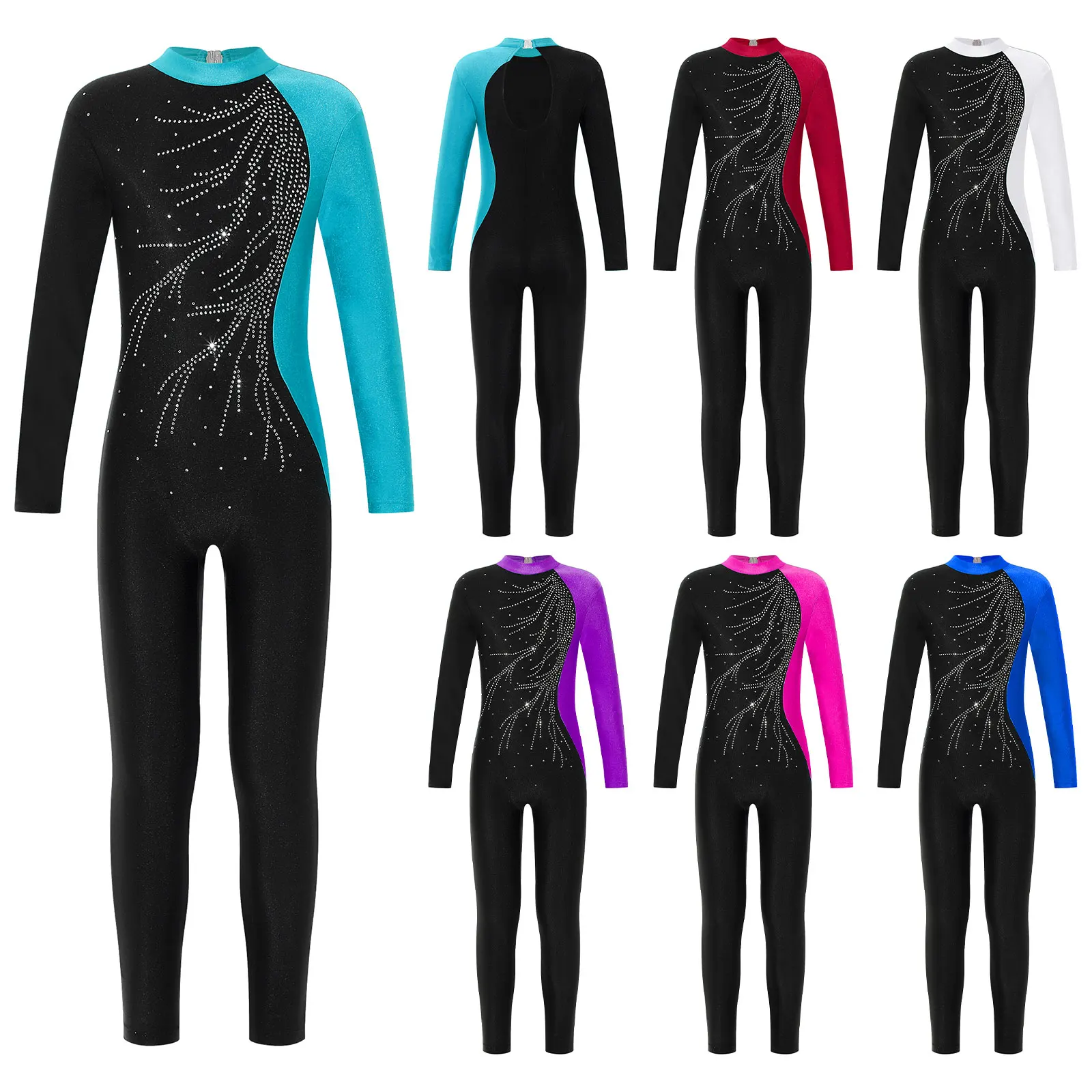 Body da ginnastica per bambina a maniche lunghe Body da ginnastica per adolescenti Tuta da ginnastica per ragazza Bambini Costume da ballo per balletto Dancewear