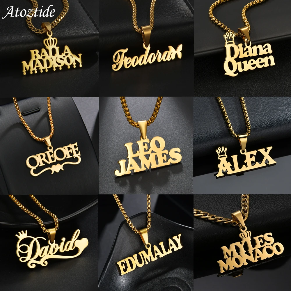 Collana con ciondolo con nomi personalizzati Gioielli personalizzati in acciaio inossidabile Catena spessa cubana per uomo Donna Collana staccabile regalo