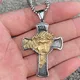 Collana con ciondolo croce faccia di Gesù in acciaio inossidabile 316L da uomo ragazzo vintage croce cattolica collana di Gesù catena amuleto regalo di gioielli