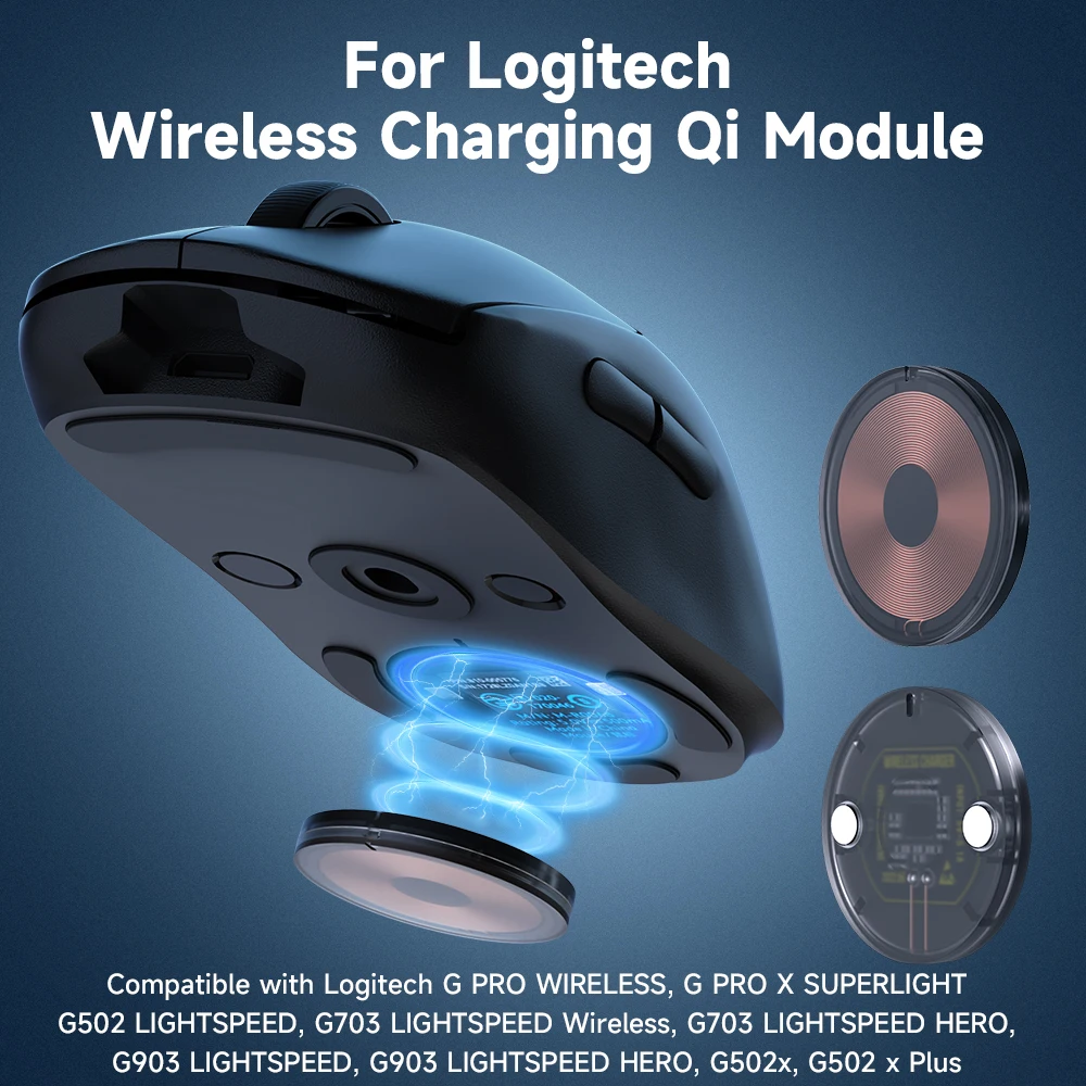 Per Logitech Mouse Base modulo QI di ricarica wireless per Logi G502 G703 G903 G Pro X GPW Caricatore wireless Accessori mouse
