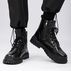 Fashion Martin Boots scarpe da uomo Black Cargo Wear stivali Casual in pelle stile britannico Pile