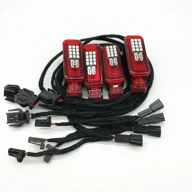 Interni auto Led Porta Rossa Luce Stroboscopica Cavo Wrie cablaggio Per Audi A1 A3 8V 8P A4 B8 B9 A5 A6 C6 C7 C8 A7 A8 Q3 Q5 Q7 TT