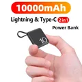 Mini Power Bank cavo integrato portatile Micro compatto Power Bank 10000mAh ricarica rapida batteria