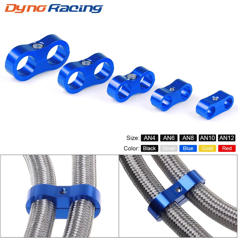 AN4 AN6 AN8 AN10 AN12 Fascetta per tubo flessibile in gomma intrecciata Kit morsetto divisore separatore separatore linea in alluminio anodizzato Nero Blu