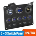 12V 24V 5 Pulsante LED Interruttore Luce di Pannello Toggle Caricabatterie USB 3.0 Volt Calibro Per Auto Marine Barca Camion Rimorchio roulotte Accessori