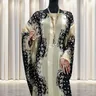 Set Gaun musulmano Gambar Ombak Gaun Jubah Pesta Wanita Pakaian Eropa Pakaian Amerika Abaya Dubai