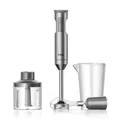 MIUI Frullatore ad immersione manuale 1000 W Potente 4 in 1, robot da cucina con bastoncino in acciaio inossidabile, bicchiere di miscelazione da 700 ml, robot da 500 ml, frusta