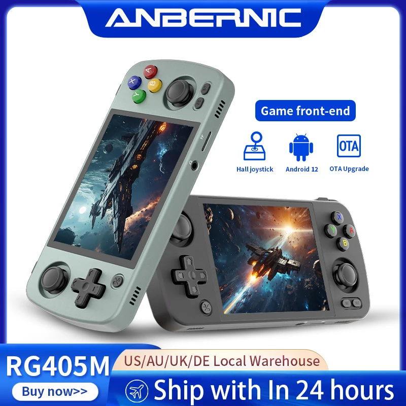 Console di gioco retrò portatile Anbernic RG405M, schermo touch IPS da 4 pollici, T618, CNC/lega di alluminio, Android 12, oltre 3000 giochi.
