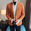 New Fashion Suit Coat uomo Slim Fit Deerskin Velvet elegante Blazer di lusso cappotto Business