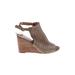 Lucky Brand Wedges: Tan Solid Shoes - Women's Size 6 1/2 - Peep Toe