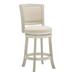 Lark Manor™ Ametra Swivel Counter & Bar Stool Wood/Upholstered in White/Brown | Counter Stool (24.37" Seat Height) | Wayfair