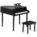 Maxmass Kids Piano and Stool, 30 Keys Children Electronic Keyboard with Birch Wood Stool and Music Stand, Toddler Electronic Ground Piano Set for 3-8 Years Old Girls Boys (Black)