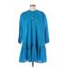 J.Crew Casual Dress - DropWaist Crew Neck 3/4 sleeves: Blue Print Dresses - Women's Size X-Small