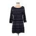 White House Black Market Casual Dress - Mini Scoop Neck 3/4 sleeves: Blue Stripes Dresses - Women's Size Medium