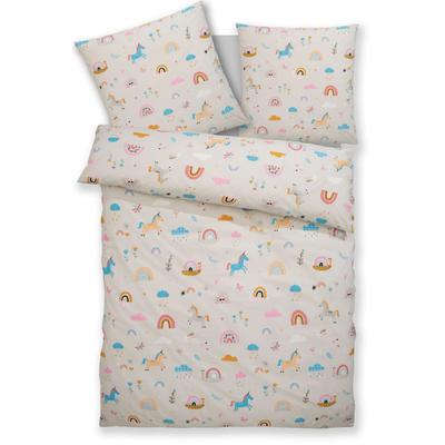 Kinderbettwäsche LÜTTENHÜTT "CUDDLEE", blau (einhorn), B/L: 135cm x 200cm, , Renforcé, B/L: 80cm x 80cm, Renforcu00e9, Obermaterial: 100% Baumwolle, Bettwäsche, in vielen Designs: Dino,Einhorn,Weltraum,Baustelle,Herz,Trecker,Safari