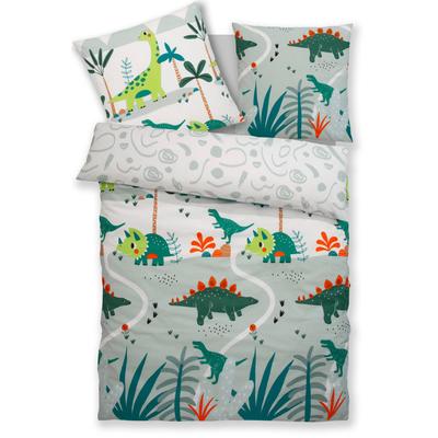 Kinderbettwäsche LÜTTENHÜTT "CUDDLEE", grün (dinosaurier), B/L: 135cm x 200cm, , Renforcé, B/L: 80cm x 80cm, Renforcu00e9, Obermaterial: 100% Baumwolle, Bettwäsche, in vielen Designs: Dino,Einhorn,Weltraum,Baustelle,Herz,Trecker,Safari Image