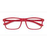 Unisex s rectangle Matte Red Plastic Prescription eyeglasses - Eyebuydirect s Team