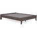 Zof Queen Size Platform Bed, Low Profile Footboard, Rails, Rustic Gray Wood