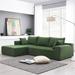 Chenille Fabric Modular Sectional Living Room Sofa Set, 2 PC Reversible Sofa chaise with Square Arms and Two Pillows.