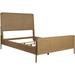 Sea Wood Queen Size Bed with Woven Cane Design, Open Panel, 4 Slats, Brown