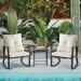 3-Piece Outdoor Rocking Chair Bistro Set with Glass Table and Cushions - 33"x25"
