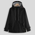 knqrhpse Fleece Jacket Women Solid Hooded Raincoat Striped Rain Suit Outdoor Plus Size Coat Windproof Jacket Womens Winter Coats Womens Fall Tops Black 3XL