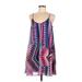 Express Outlet Casual Dress - Mini Scoop Neck Sleeveless: Purple Aztec or Tribal Print Dresses - Women's Size Medium